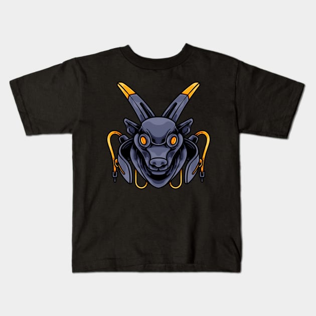 Cyber Goat Kids T-Shirt by andhiika